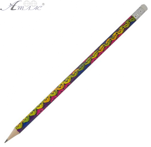 Олівець графітний Zibi круглий HB "Сліди" з ластиком ZB2305