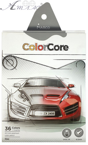 Карандаши цветные Marco Color Core 36 цветов + 1 графитовый шестигранный 3100-36СВ