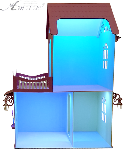 Домик № 4 ( 2 этажа, 3 комнаты, терраса ) - Крашеная фанера + подсветка + пульт + Wi-Fi - 74 х 41 х 87 см AS-4270, BF-004 Домик № 4 ( 2 этажа, 3 комнаты, терраса ) - Крашеная фанера + подсветка + пульт + Wi-Fi - 74 х 41 х 87 см AS-4270, BF-004