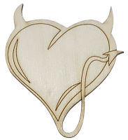 Фігурка фанерна - Серце з ріжками 6 х 6,5 см AS-4736, В-0331