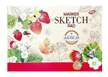 Альбом для малювання Скетчбук для маркерів клейової (полуниця) А4 250 г/м 20 аркушів  07290