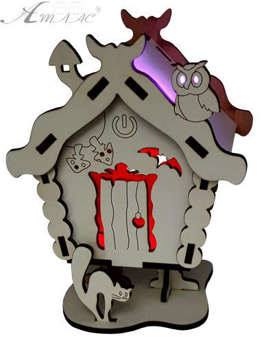 Домик с подсветкой №  7/1 свет - Быстрое трехцветное переключение, сенсорный выключатель, МДФ AS-5514, Е-015