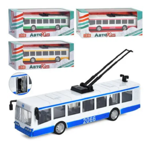 Модель АвтоХит Троллейбус Голубой металл инерционный  М5661  фото 2