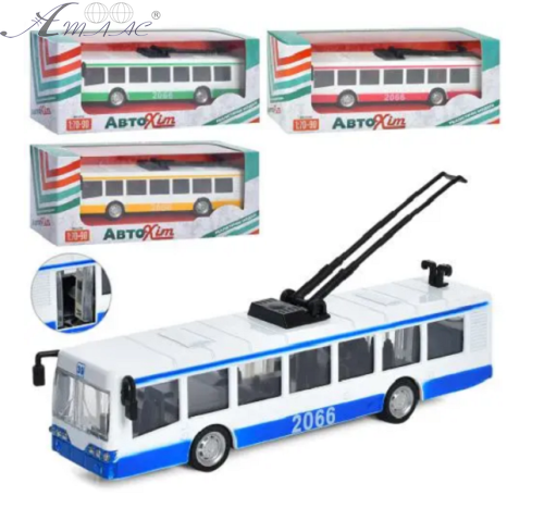 Модель АвтоХіт Тролейбус Блакитний метал інерційний  М5661 фото 2