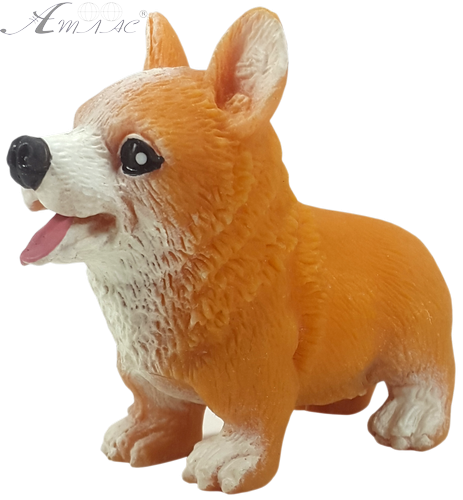 Іграшка силіконова антистрес, собака коргі маленька руда 6 см 03333