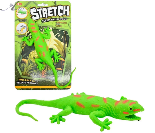 Іграшка Силіконова тягучка Ящірка Велика Зелена з помаранчевими плямами 5050-36 Іграшка Силіконова тягучка Ящірка Велика Зелена з помаранчевими плямами 5050-36