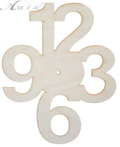 Основа для часов из фанеры 4 мм № 20 Четыре большие цифры 33 х 40 см AS-4569, В-0412