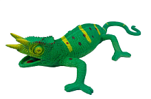Іграшка Силіконова тягнучка Ящірка Велика зелена з жовтими рогами 06753