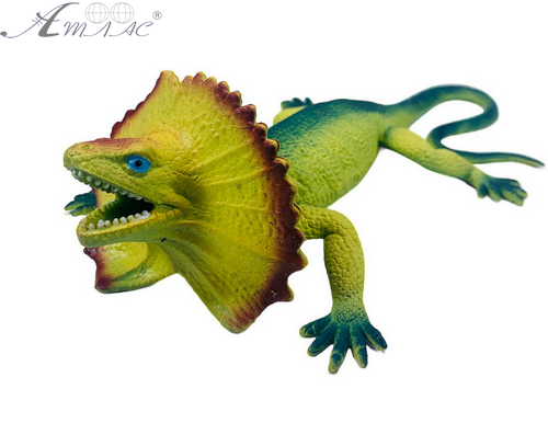 Іграшка Силіконова тягнучка Ящірка Велика зелена з жовтою гривою  12688