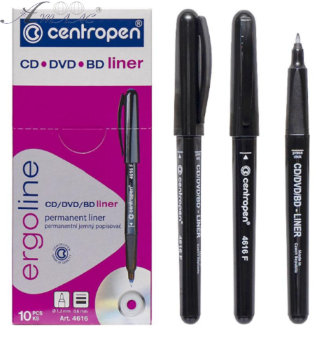 Маркер CD Centropen чорний liner 0,6 мм  4616