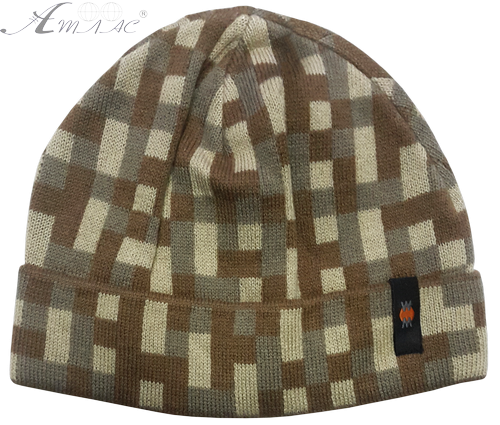 Шапочка вязаная для мальчика, в клеточку, Warm 14177 Шапочка вязаная для мальчика, в клеточку, Warm 14177
