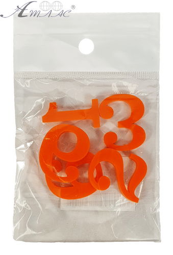 Пластиковые Цифры арабские 4шт оранжевые 3мм h=3см AS-0068 Пластиковые Цифры арабские 4шт оранжевые 3мм h=3см AS-0068