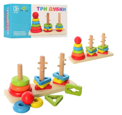 Игрушка Деревянная Пирамидка развивающая Три Дубка  MD1321 В фото 2