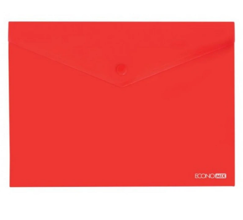Папка на кнопке А4 Economix красная прозрачная  31301-03
