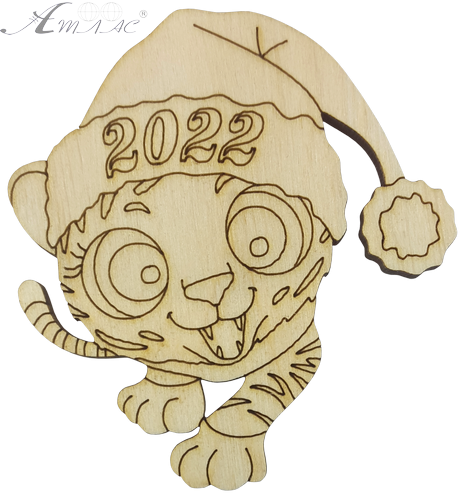 Фігурка фанерна - Тигр № 11 в шапочці 6,5 х 7 см AS-4546