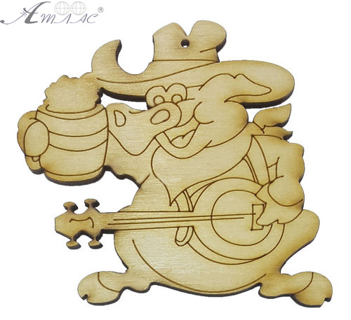 Фігурка фанерна - Порося №  4 ковбой 80 х 75 мм з магнітом AS-4805, В-0354