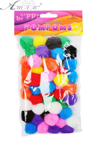 Декор Помпоны Цветные 9 цветов 50штук  MQ2022