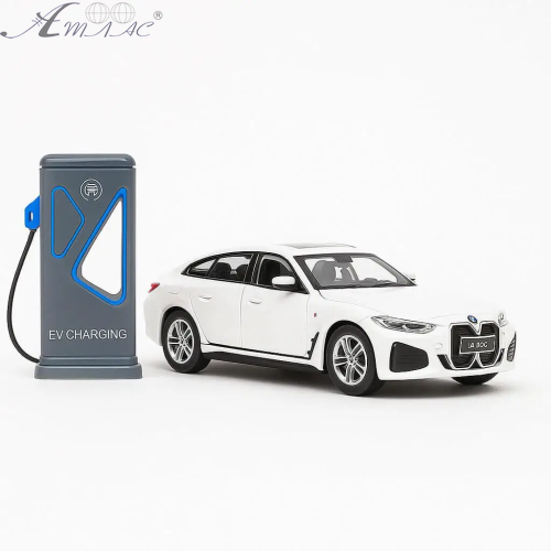 Машинка Автопром BMW i4 M50 Белая электро, свет звук 14см  68714