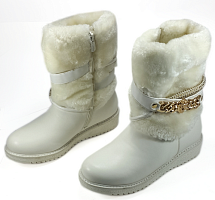 Чоботи на хутрі Meekone білі з золотим ланцюжком р.35-38 АН96-2