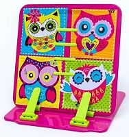 Підставка для книг металічна, рожева з совами 470414