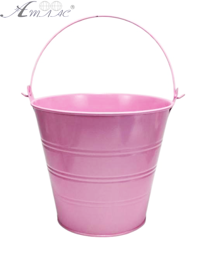Відерце Декоративний метал 15 х 14см три смуги Рожеве  08851