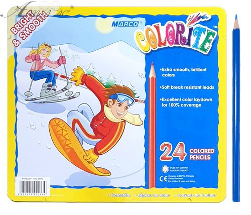 Карандаши цветные Marco Colorite 24 цветов шестигранные в металлическом пенале 1100-24TN