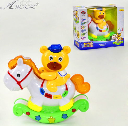 Іграшка Нічник Ведмежа на коні, світло, звук  7481