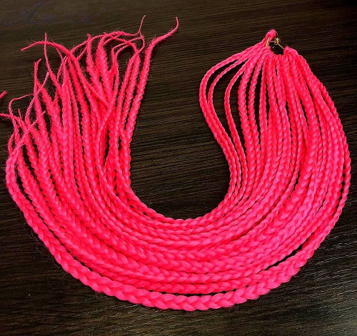 Косички плетеные 50см Розовые 24 шт 01258