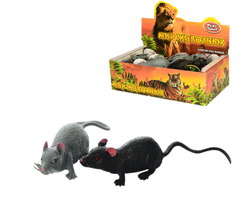 Игрушка Силиконовая тянучка Крыса чёрная 9 см + хвост  06511