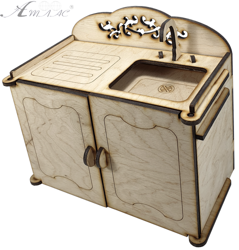 Меблі для ляльок типу Барбі - Тумба з мийкою 19 х 10.5 х 17 см AS-4017, F-0205