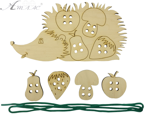 Іграшка розвиваюча Шнурівка Їжачок 20 х 17 см, з кольоровим шнурком 1,2 м  AS-7149 фото 2