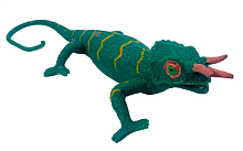 Іграшка Силіконова тягнучка Ящірка Велика зелена з рожевими рогами 08524