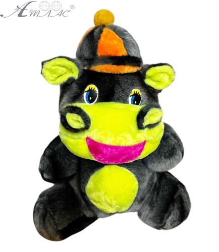 Іграшка М'яка Великий Бегемот 70 см сірий з яскравими вставками  13160 фото 3