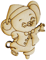 Фігурка фанерна - Мишеня № 1 у шапці з дзвіночком 57 х 75 мм з магнітом AS-4825, В-0383