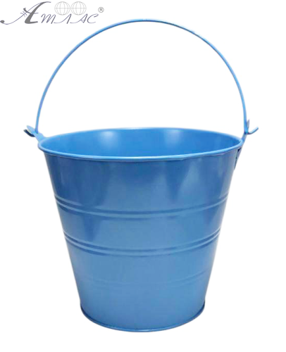 Відерце Декоративний метал 15 х 14см три смуги Синє  07118