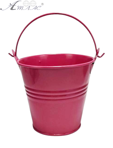 Відерко Декоративний метал 9,5 х 9,5см Диз № 3 три смуги Червоне  16703