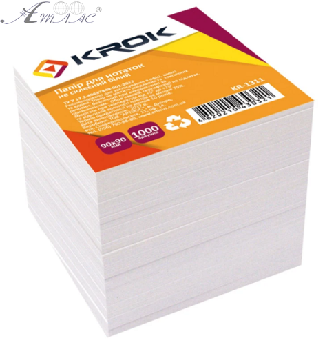 Бумага для заметок Krok Белая НЕ склеенная 90 х 90 мм 1000 л  КR-1311