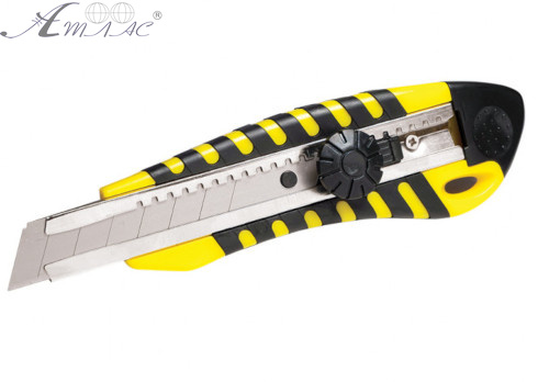 Ніж канцелярський SOZ з фіксатором, прогумований 4521