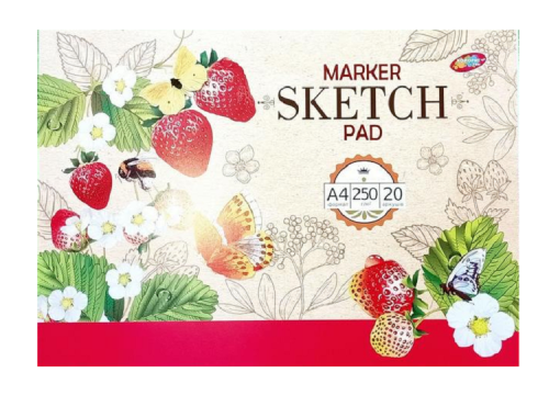 Альбом для рисования Скетчбук для маркеров клеевой (клубника) А4 250 г/м  20 листов  07290