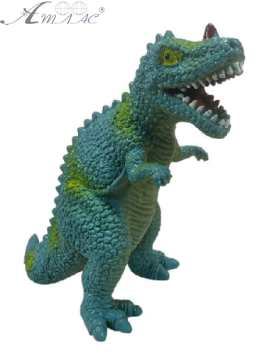 Іграшка силіконова антистрес, Динозавр блакитний з червоним рогом 9см  03455