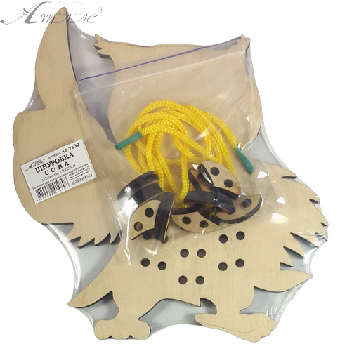 Іграшка розвиваюча Шнурівка Сова 18 х 19 см, з кольоровим шнурком 1 м AS-7132 фото 5