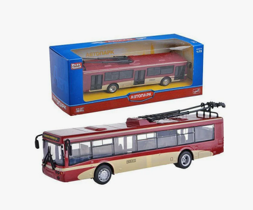 Модель Автопарк Троллейбус металл инерционный  6407С 
