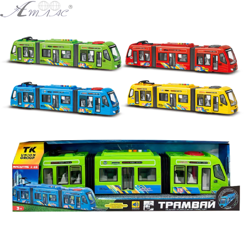 Іграшка Трамвай великий 42см звук світло синій  60147