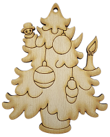 Фігурка фанерна - Ялинка середня з двома кулями та свічкою 10 см AS-4649, В-0193