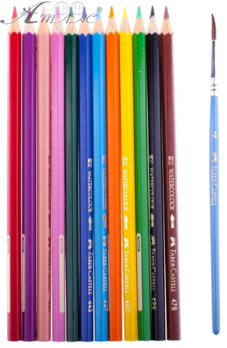 Олівці акварельні кольорові Faber Castell 12 кольорів шестигранні  114413 фото 2