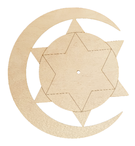 Основа для часов из фанеры 4 мм № 28 Звезда Давида в полумесяце 33*30см AS-4864 Основа для часов из фанеры 4 мм № 28 Звезда Давида в полумесяце 33*30см AS-4864