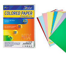 Бумага цветная A4 80 г микс 100 листов, 10 цветов  134780