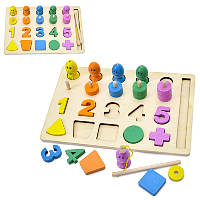 Игрушка Деревянная Доска учебная с цифрами и рыбалкой 22х15см  MD0879