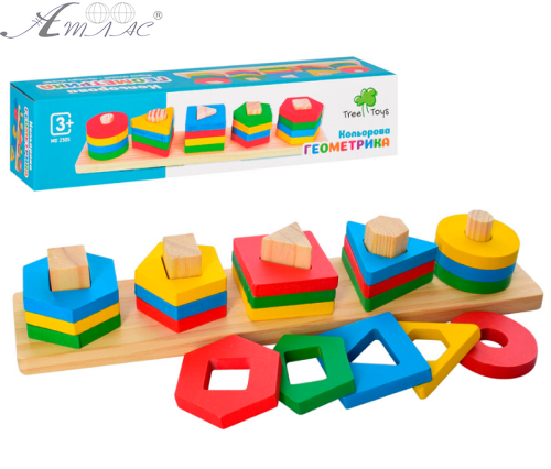Игрушка Деревянная Геометрика цветная  MD2305