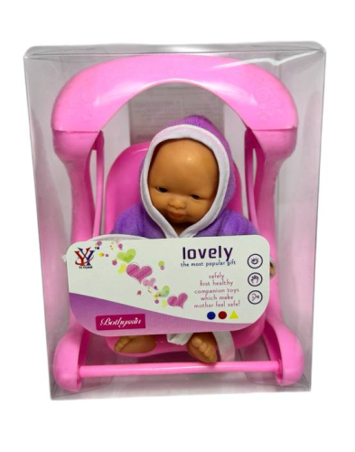 Игрушка Пупс резиновый 10см на качелях  09614 фото 2